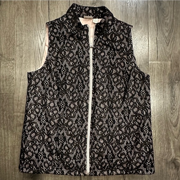 Zenergy By Chico's Women's M Sheer Vest Black Lace Light Pink Fairy Whimsigoth - Picture 3 of 10